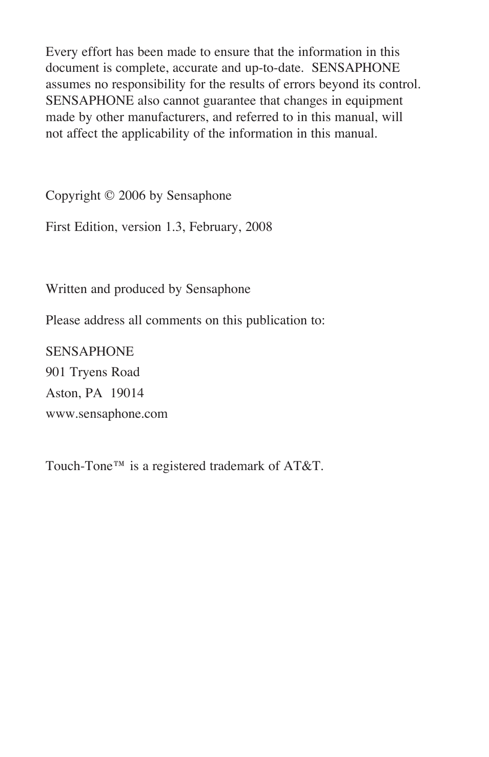 Sensaphone 800 User Manual | Page 4 / 136