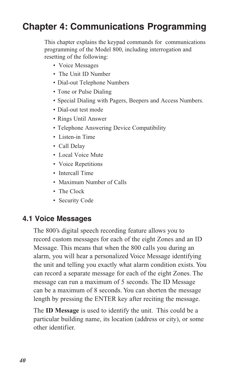 Chapter 4: communications programming | Sensaphone 800 User Manual | Page 42 / 136