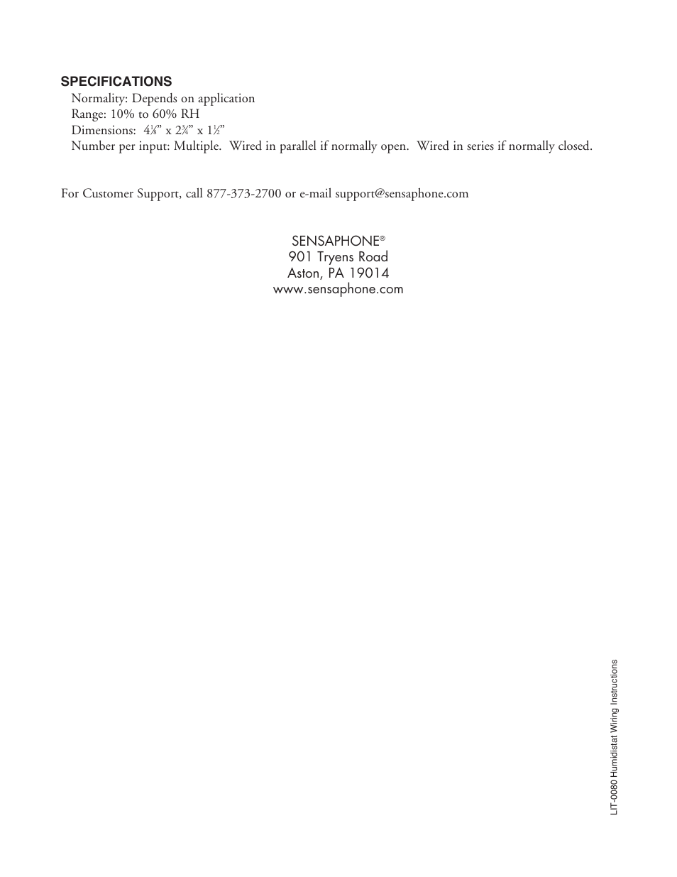 Sensaphone fgd-0027 HUMIDISTAT User Manual | Page 2 / 2
