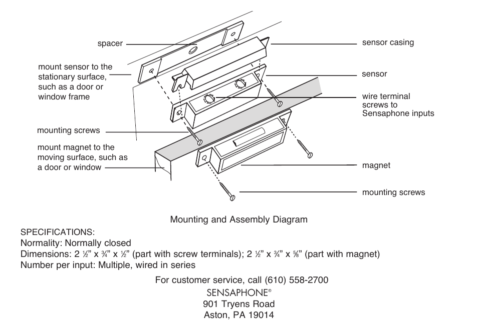 Sensaphone fgd-0006 MAGNETIC REED DOOR & WINDOW SWITCH User Manual | Page 2 / 2