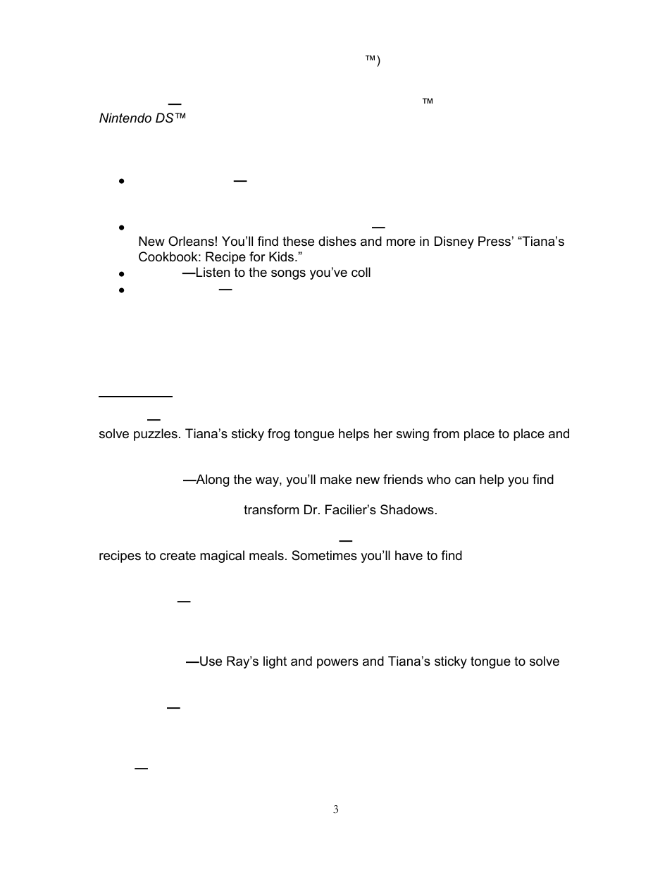 Disney Interactive Studios The Princess and the Frog for Nintendo DS User Manual | Page 3 / 4