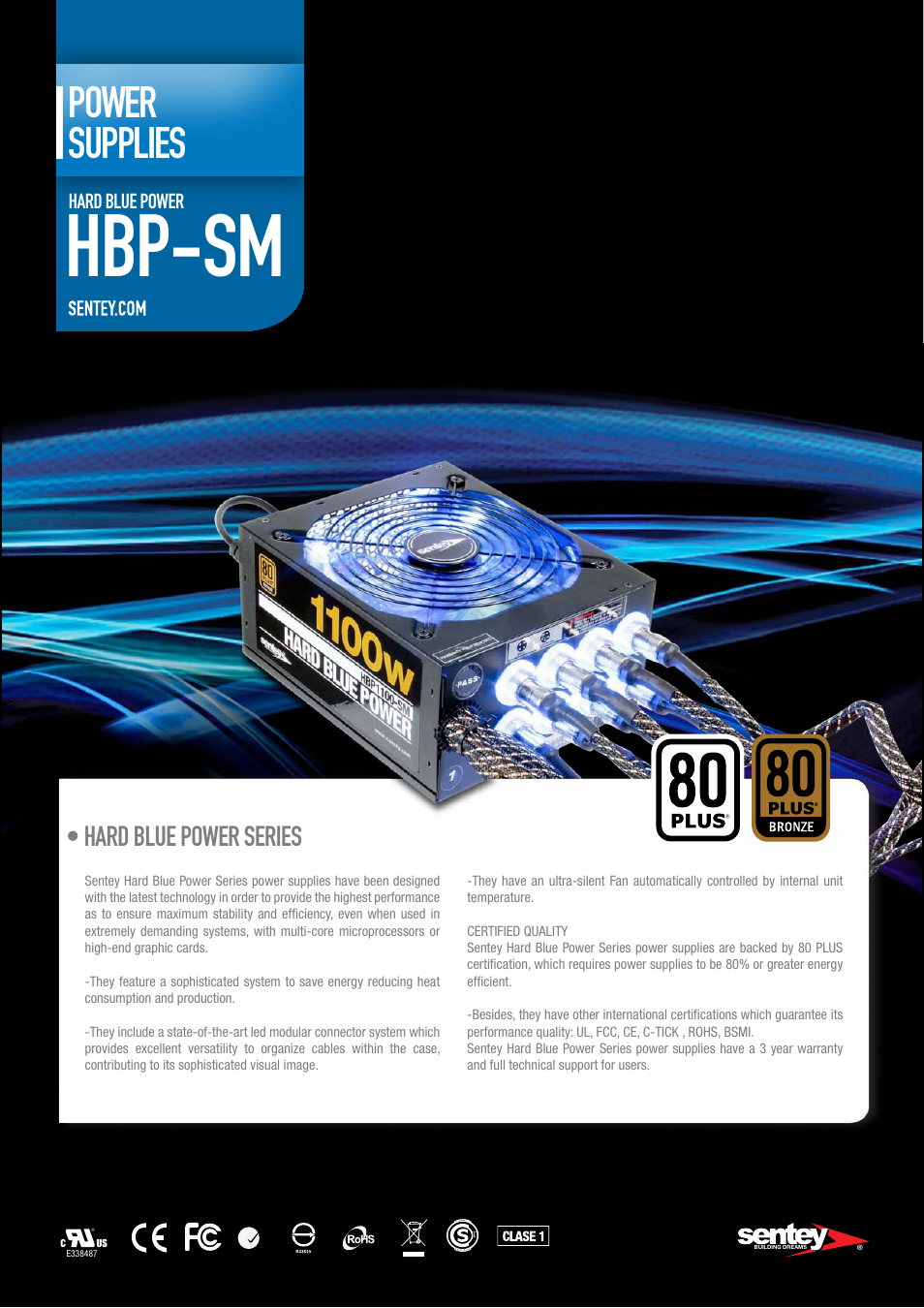 Hbp-sm, Power supplies, Hard blue power series | Sentey HBP-SM User Manual | Page 2 / 15