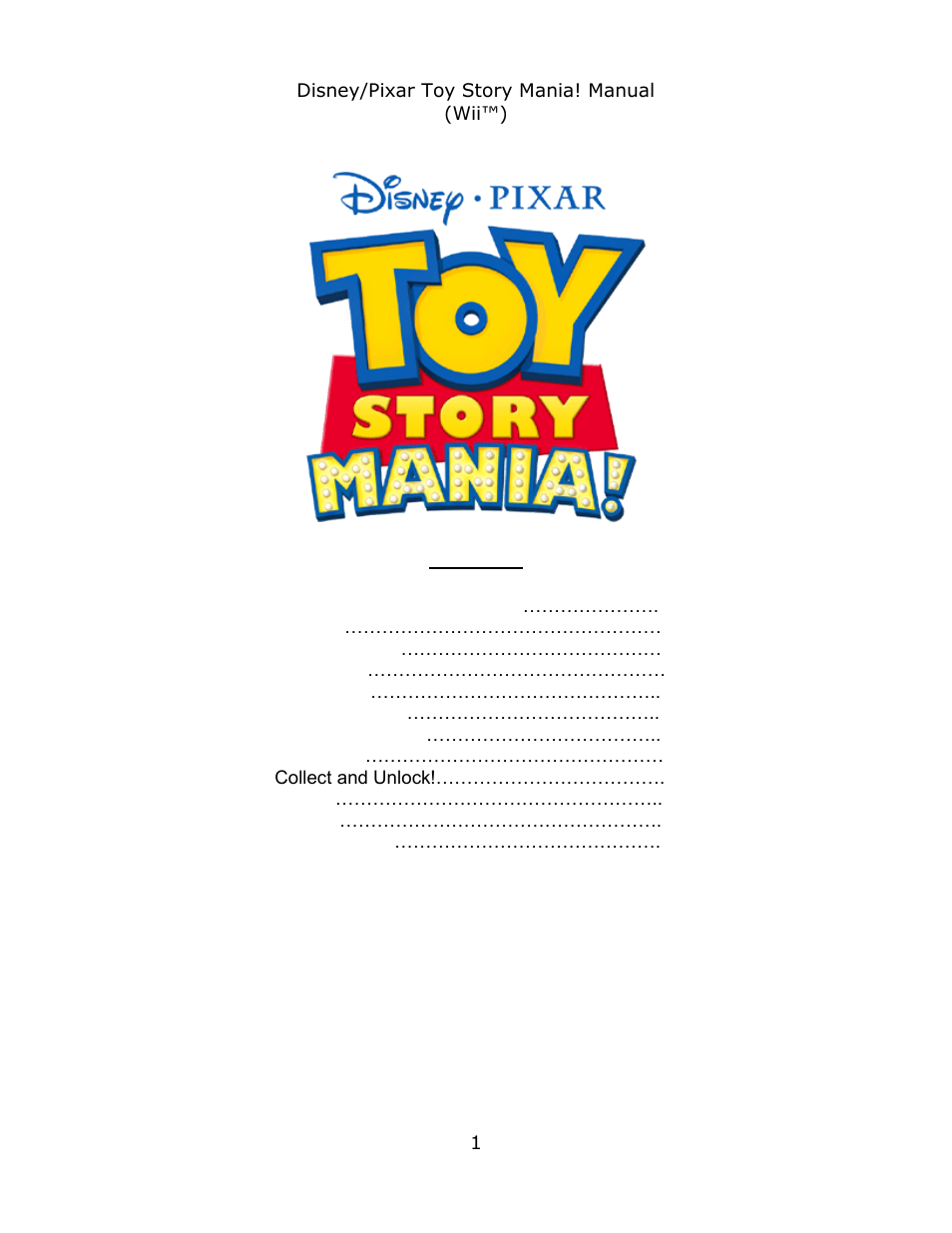 Disney Interactive Studios Toy Story Mania! User Manual | 7 pages