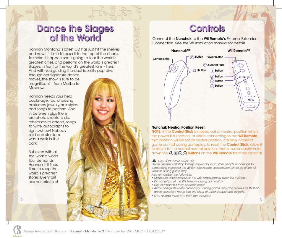 Controls, Dance the stages of the world | Disney Interactive Studios Hannah Montana: Spotlight World Tour User Manual | Page 3 / 6
