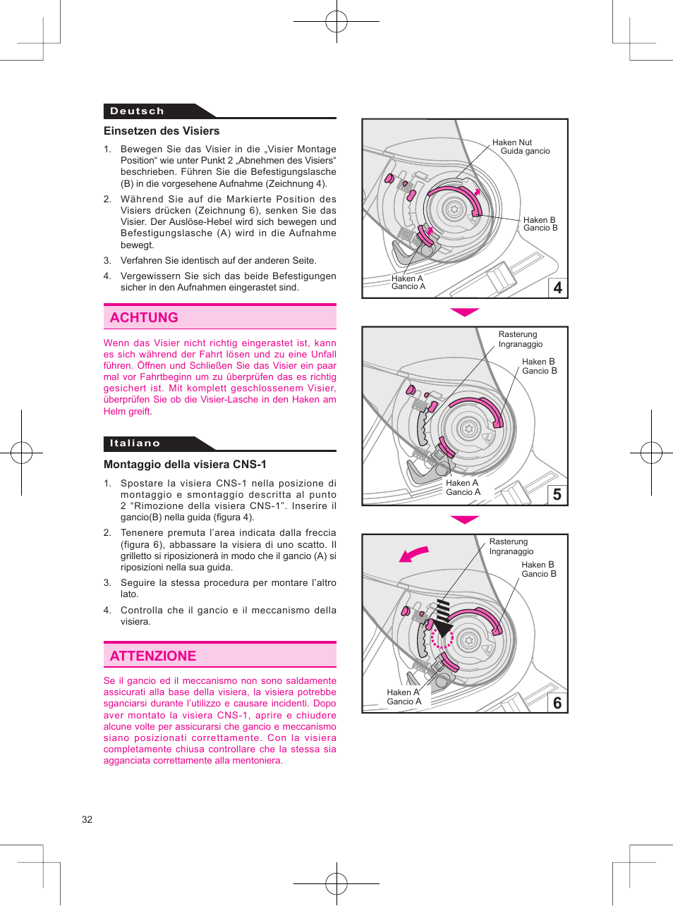 Achtung attenzione | SHOEI Neotec User Manual | Page 33 / 90