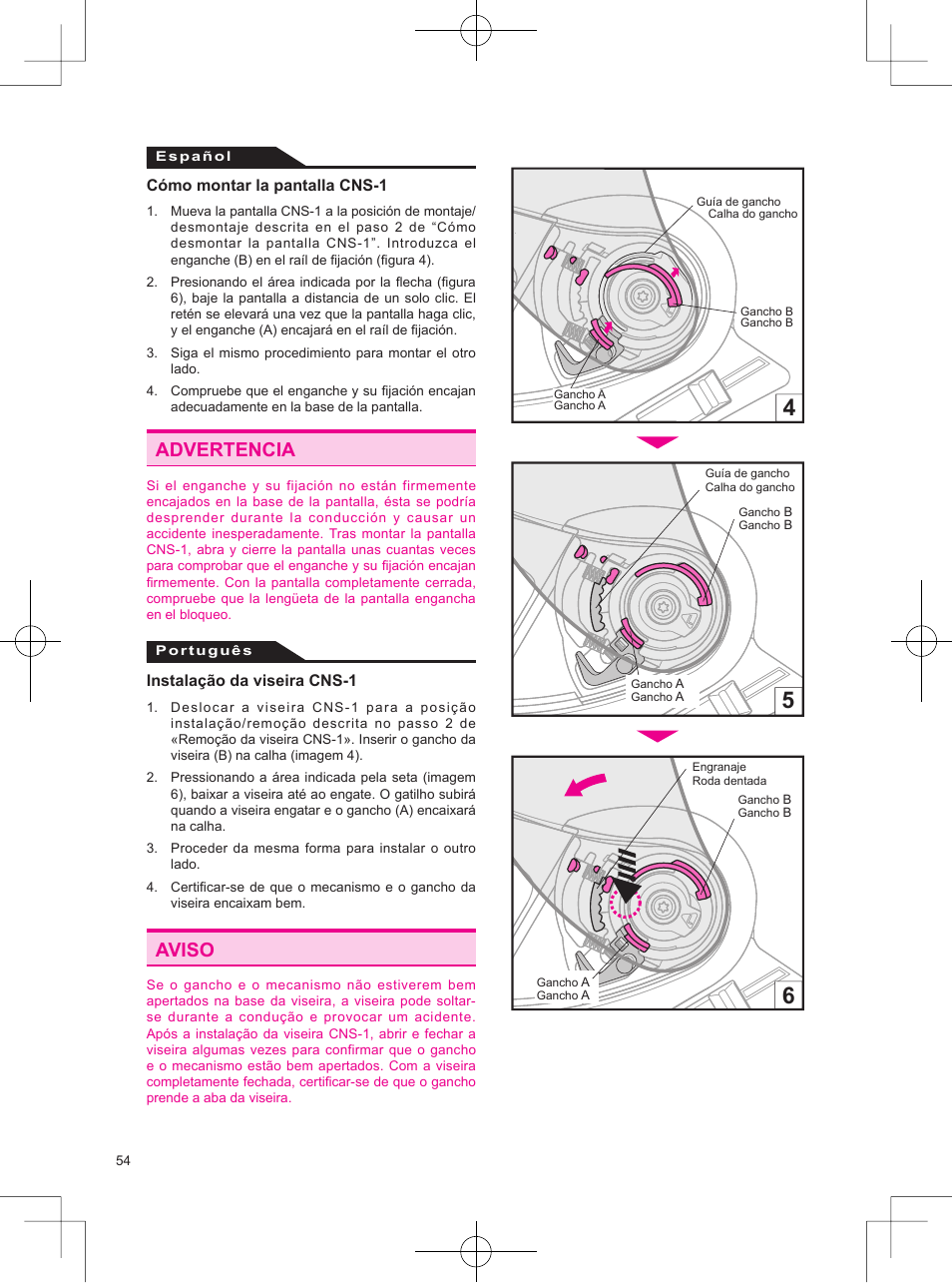 Advertencia aviso | SHOEI Neotec User Manual | Page 55 / 90