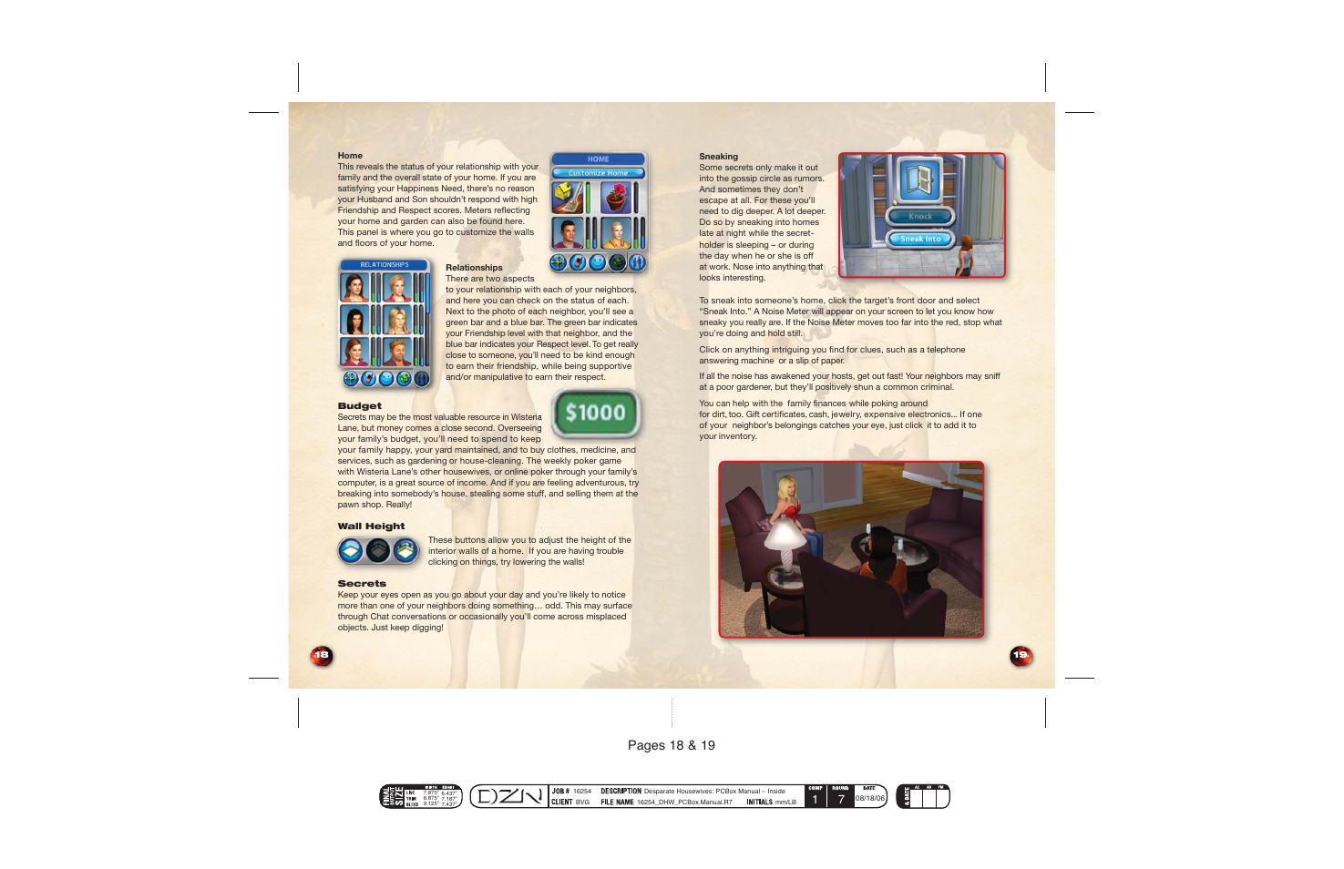 Pages 18 & 19 | Disney Interactive Studios Desperate Housewives: The Game User Manual | Page 11 / 17