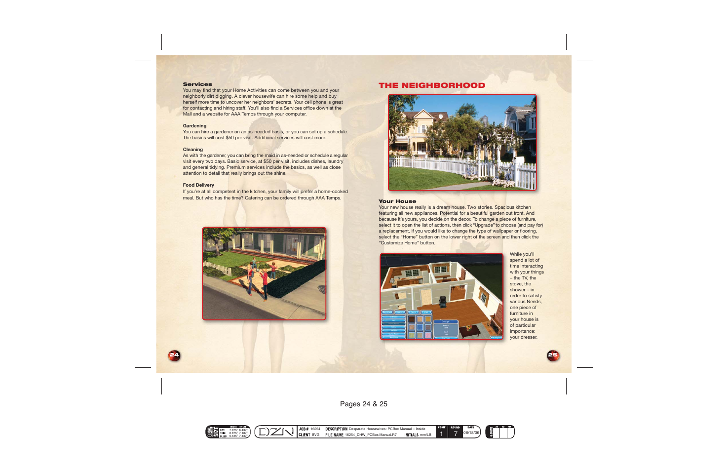 Pages 24 & 25, The neighborhood | Disney Interactive Studios Desperate Housewives: The Game User Manual | Page 14 / 17