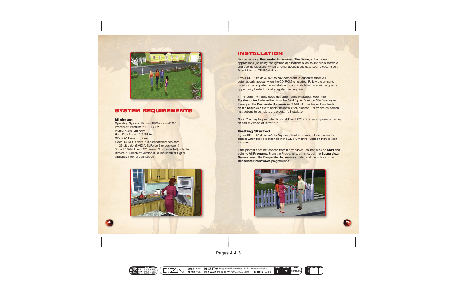 Pages 4 & 5, System requirements, Installation | Disney Interactive Studios Desperate Housewives: The Game User Manual | Page 4 / 17