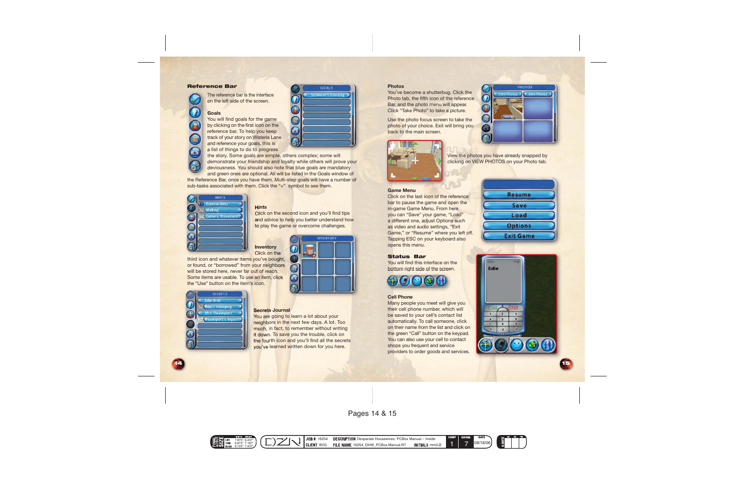 Pages 14 & 15 | Disney Interactive Studios Desperate Housewives: The Game User Manual | Page 9 / 17