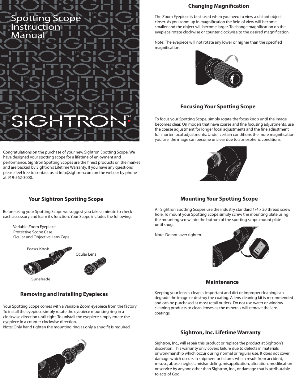 Sightron SIIBL 20-60X85 HD-A User Manual | 1 page