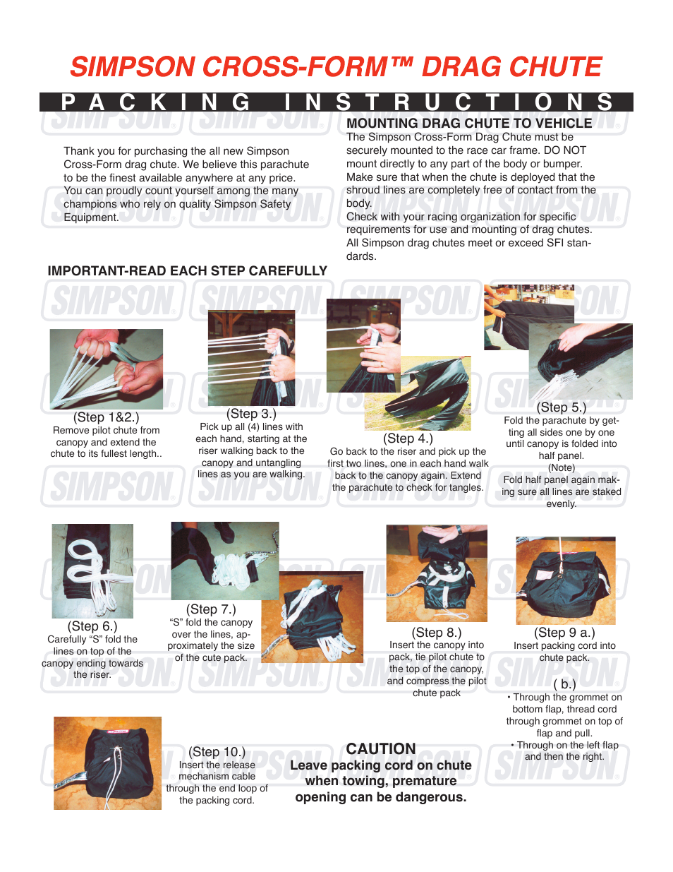 Simpson Chutes Packing Instructions User Manual | 1 page