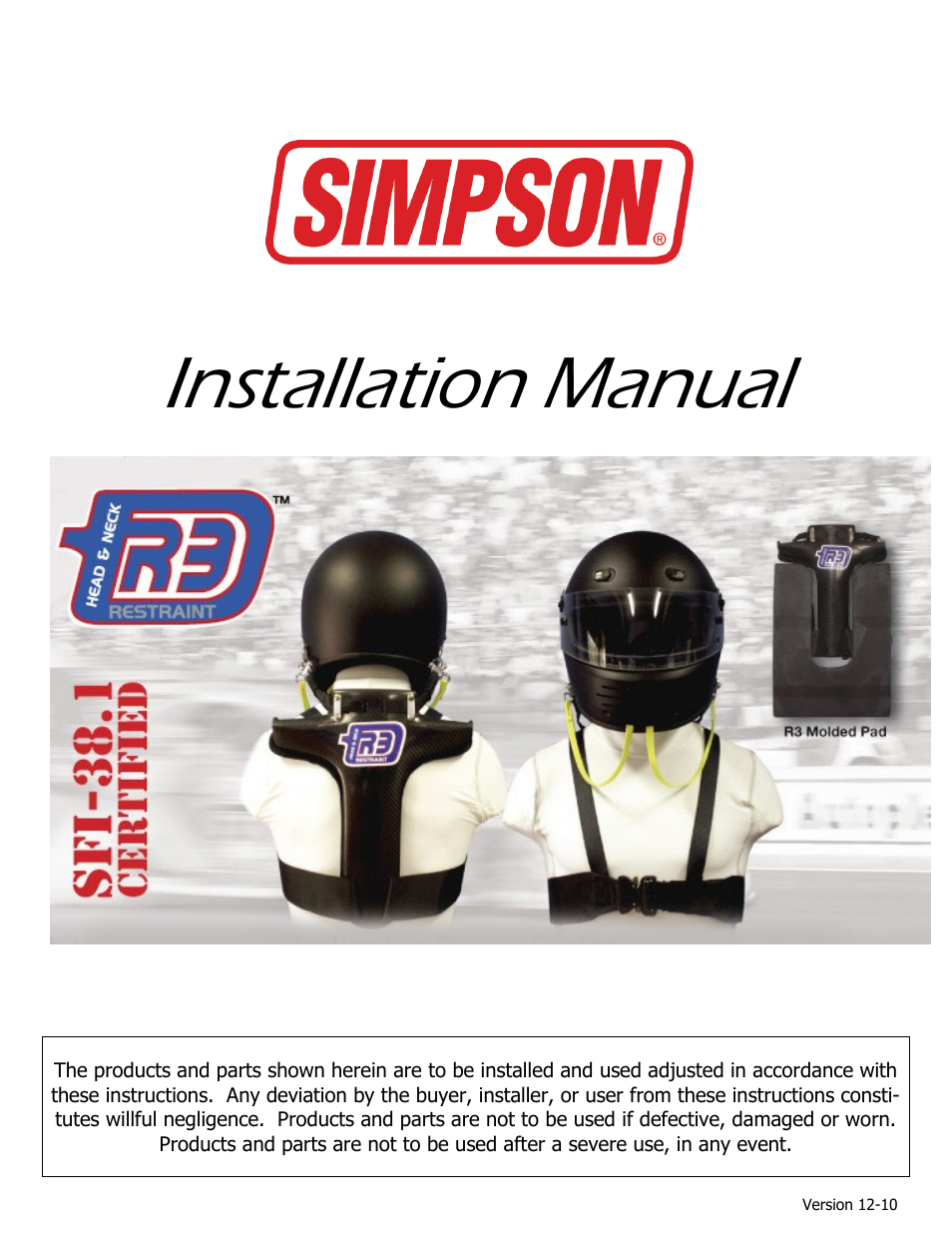 Simpson R3 User Manual | 6 pages