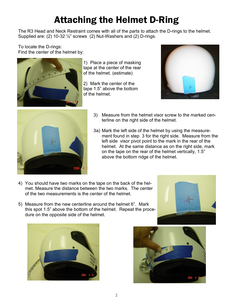 Attaching the helmet d-ring | Simpson R3 User Manual | Page 2 / 6