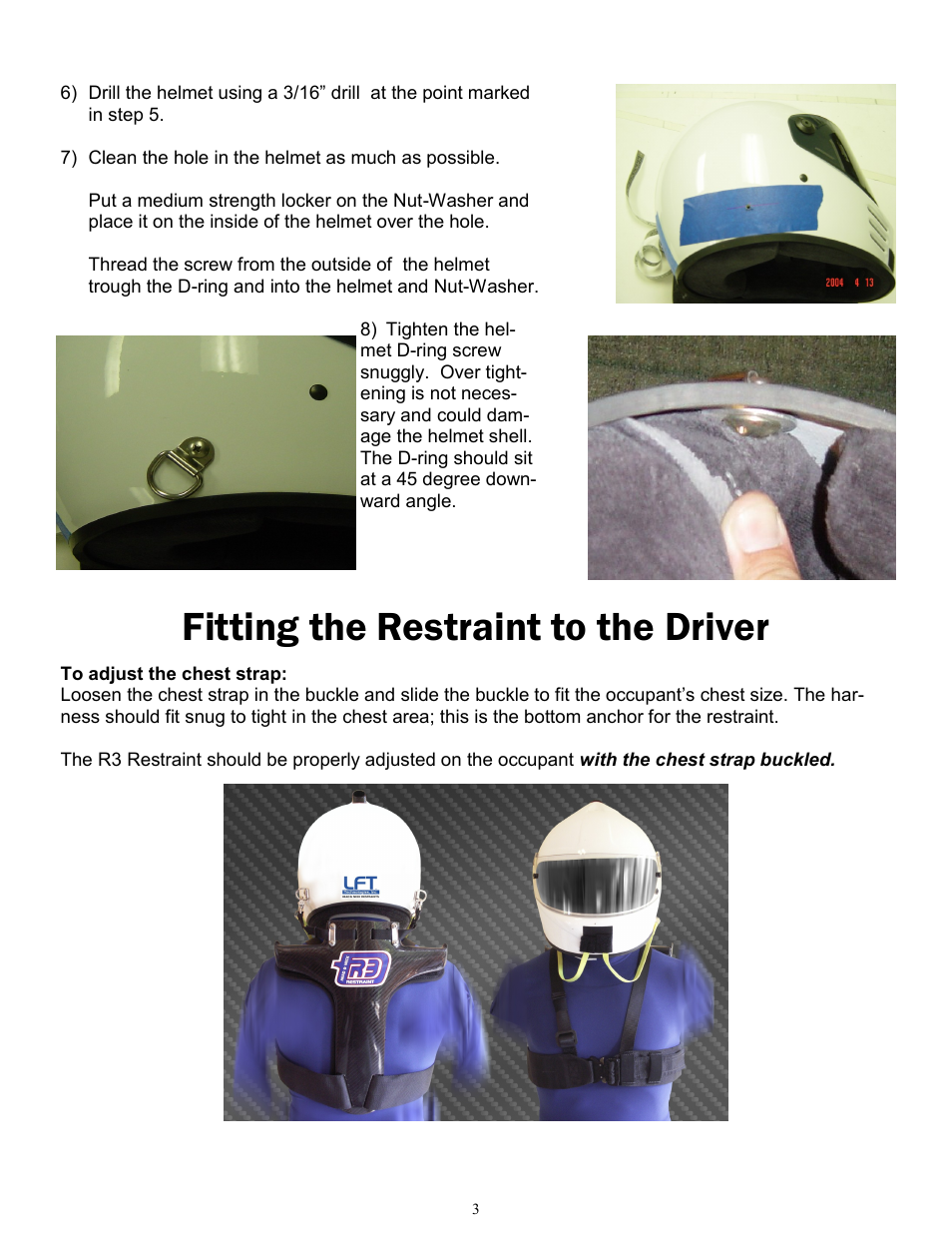 Fitting the restraint to the driver | Simpson R3 User Manual | Page 3 / 6