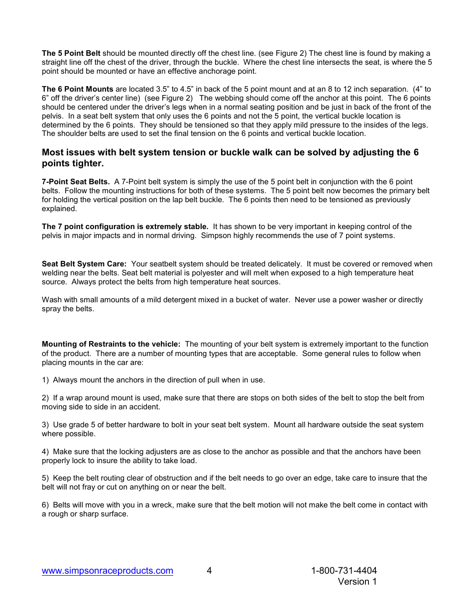 Simpson SEAT BELT User Manual | Page 4 / 6