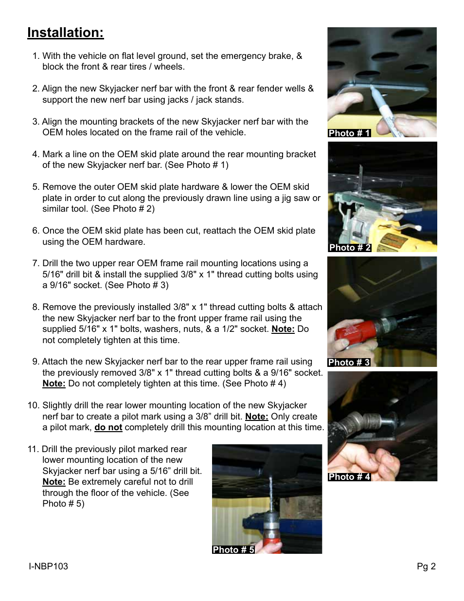 Installation | Skyjacker NBP103 User Manual | Page 2 / 4