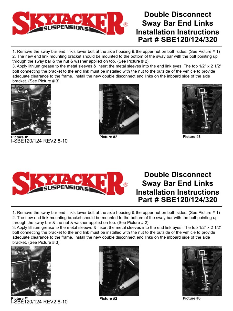 Skyjacker SBE320 User Manual | 1 page