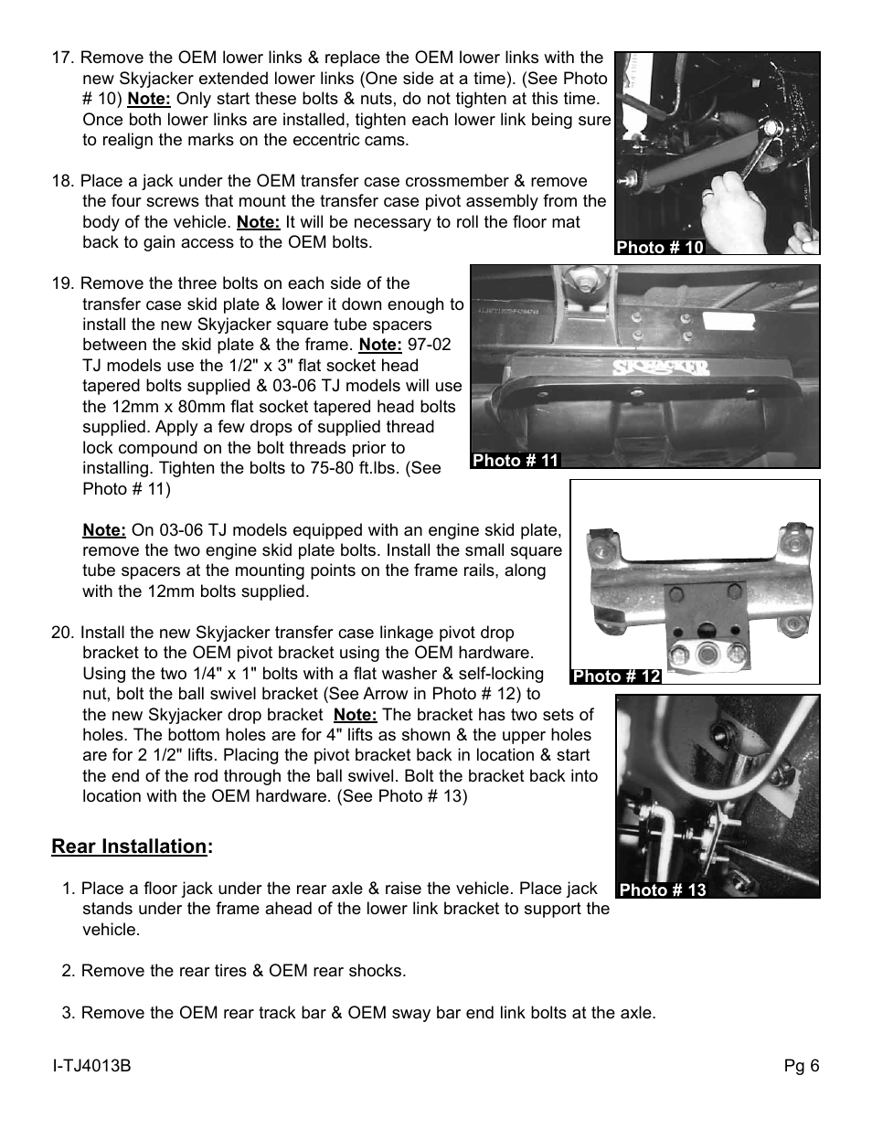 Skyjacker TJ403BPM User Manual | Page 6 / 10