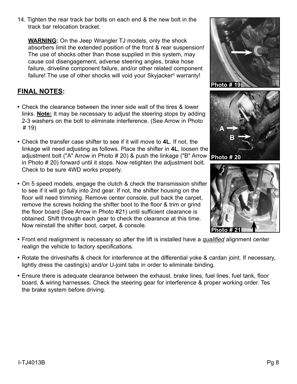 Skyjacker TJ403BPM User Manual | Page 8 / 10