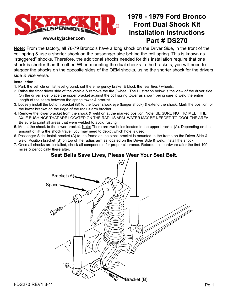 Skyjacker DS270 User Manual | 2 pages