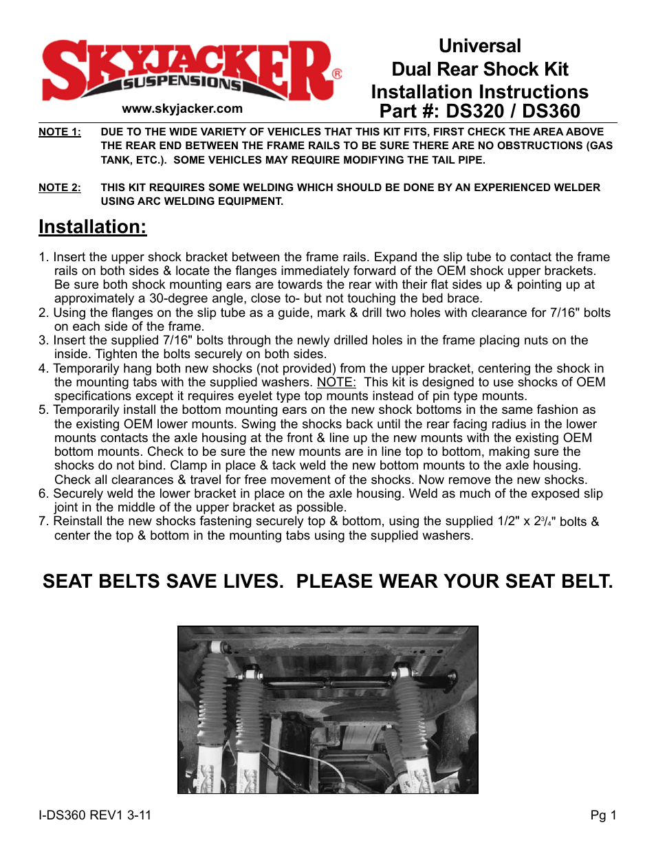 Skyjacker DS320 User Manual | 2 pages