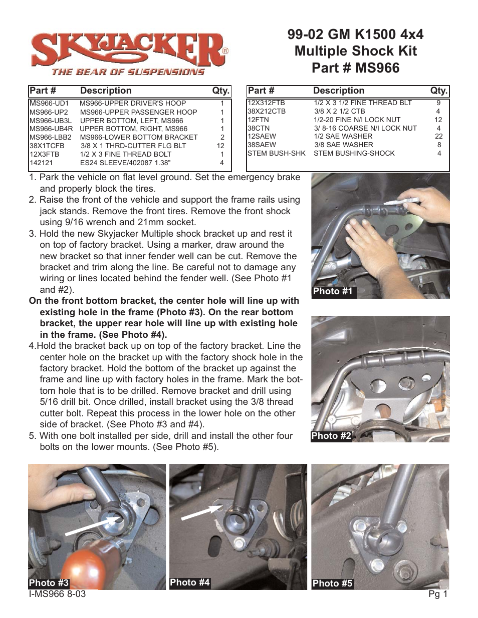 Skyjacker MS966 User Manual | 2 pages