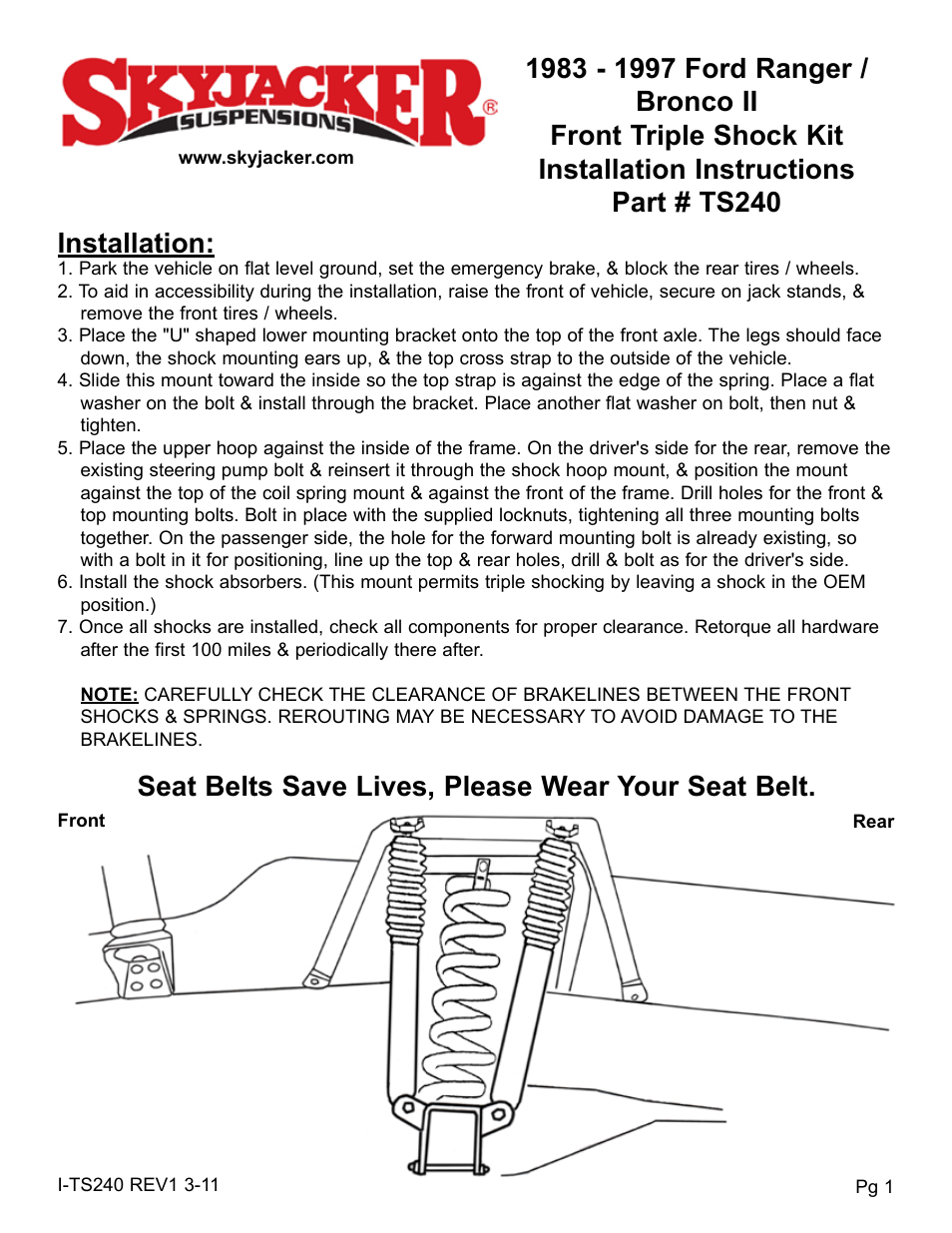 Skyjacker TS240 User Manual | 2 pages