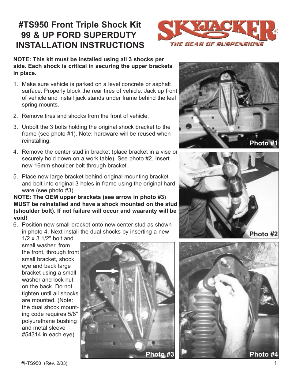 Skyjacker TS950 User Manual | 2 pages