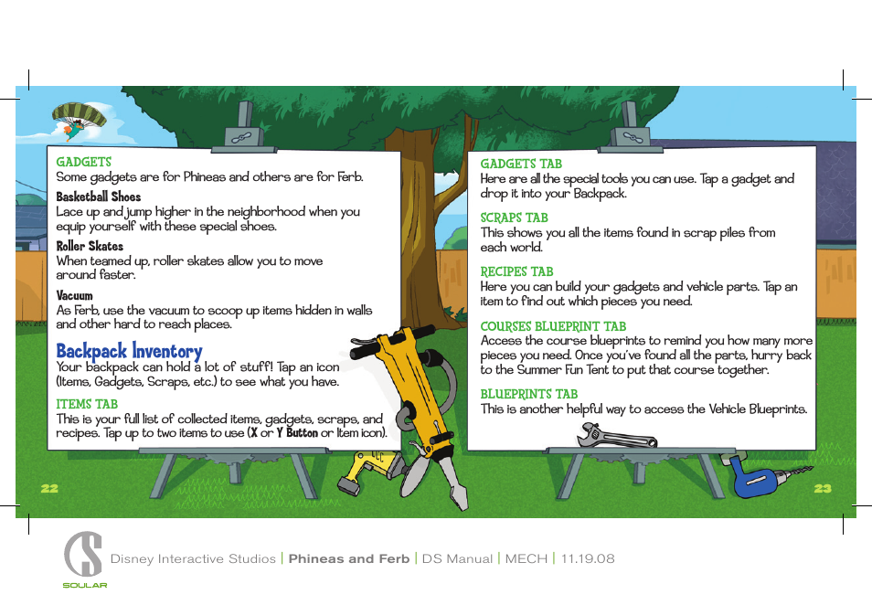 Backpack lnventory | Disney Interactive Studios Disney Phineas and Ferb NTR-CFPE-USA User Manual | Page 12 / 13