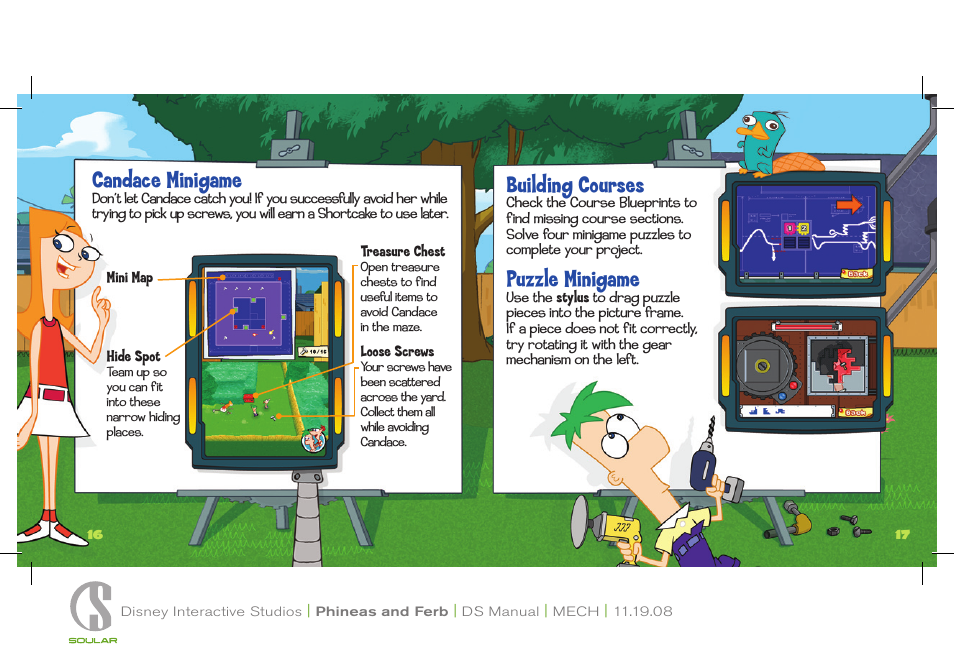 Candace minigame, Building courses, Puzzle minigame | Disney Interactive Studios Disney Phineas and Ferb NTR-CFPE-USA User Manual | Page 9 / 13