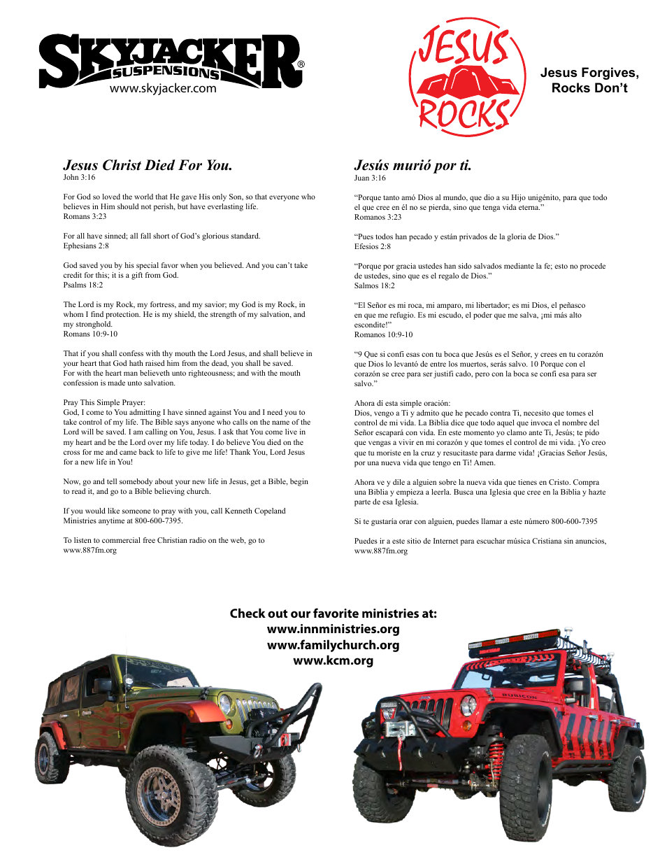 Jesus christ died for you, Jesús murió por ti | Skyjacker I-BUK Block & U-Bolt User Manual | Page 2 / 2