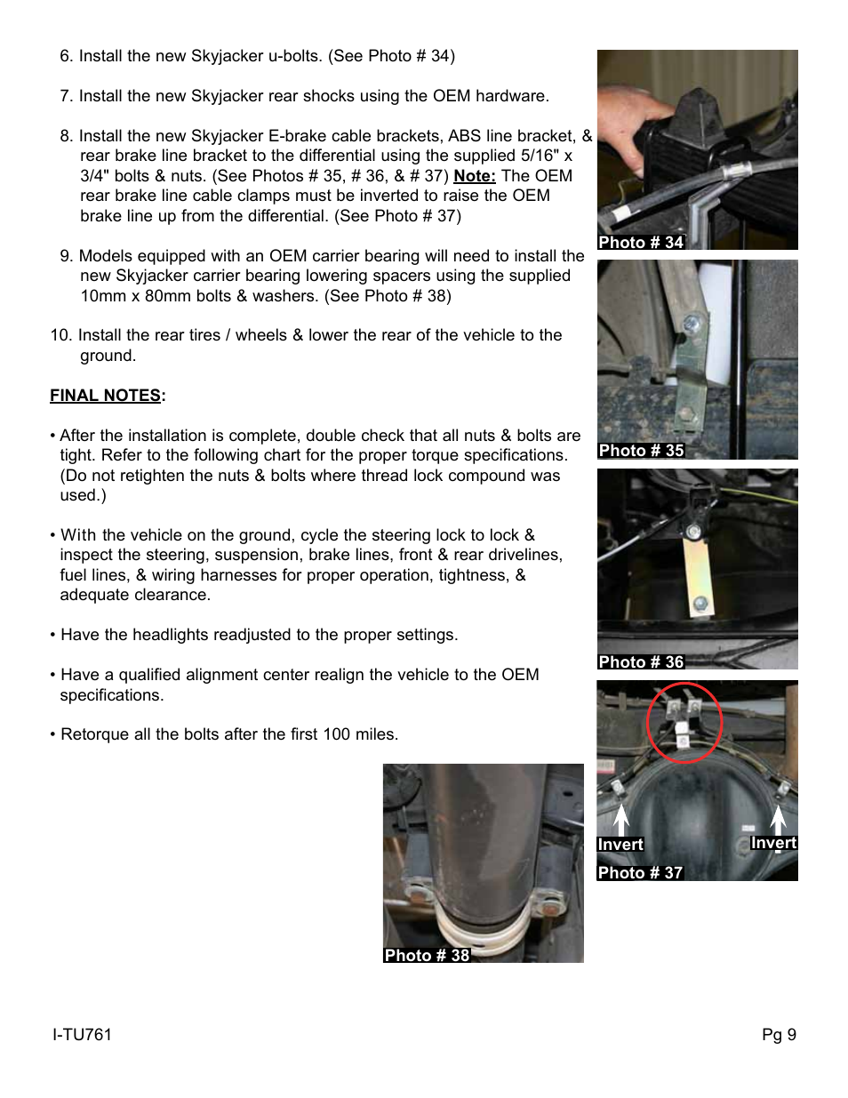Skyjacker TU761PRS User Manual | Page 9 / 10