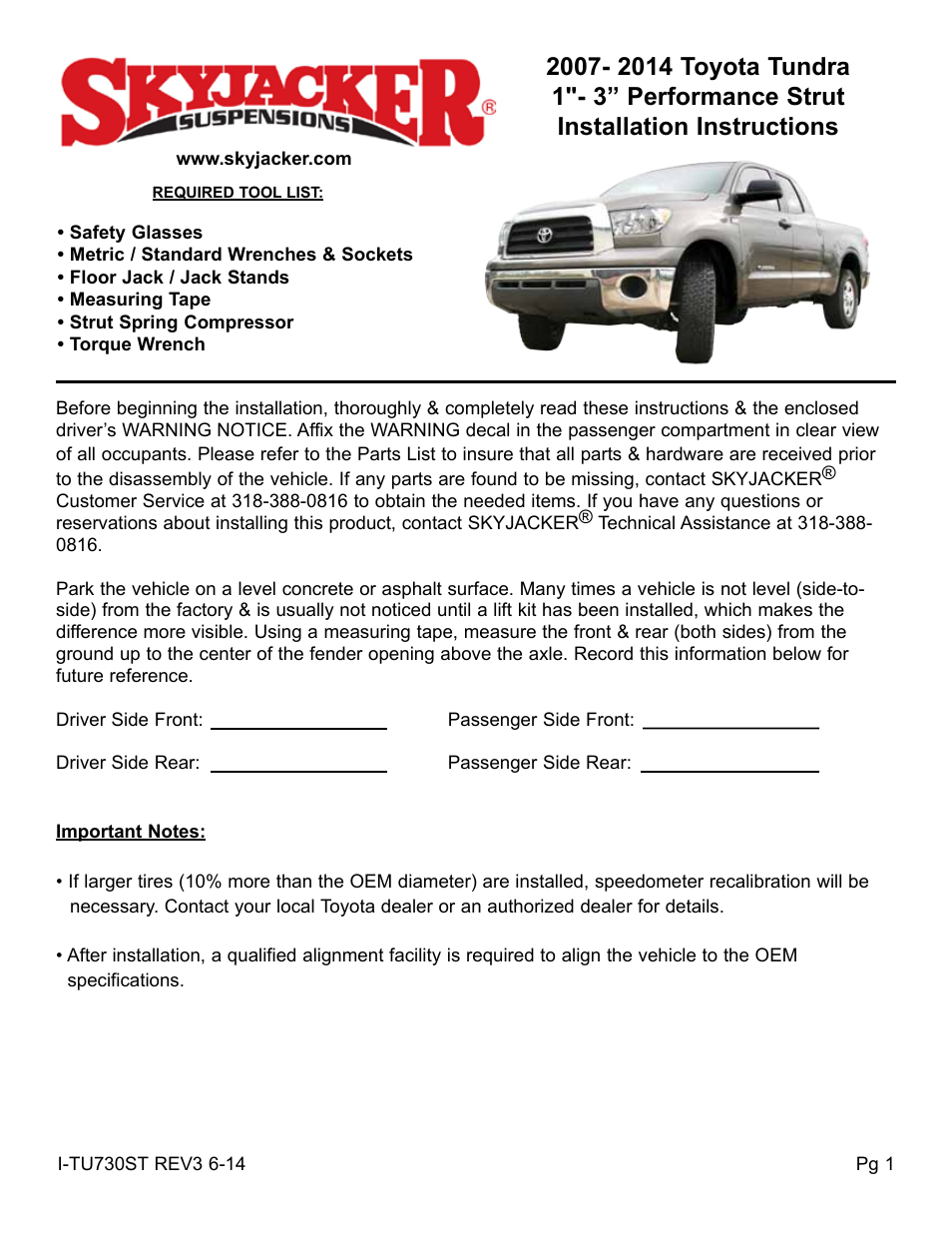 Skyjacker HB-916 User Manual | 6 pages