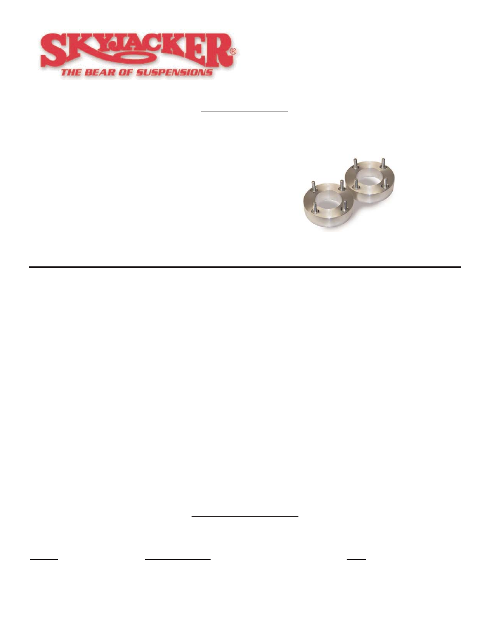 Skyjacker TU720MS User Manual | 2 pages