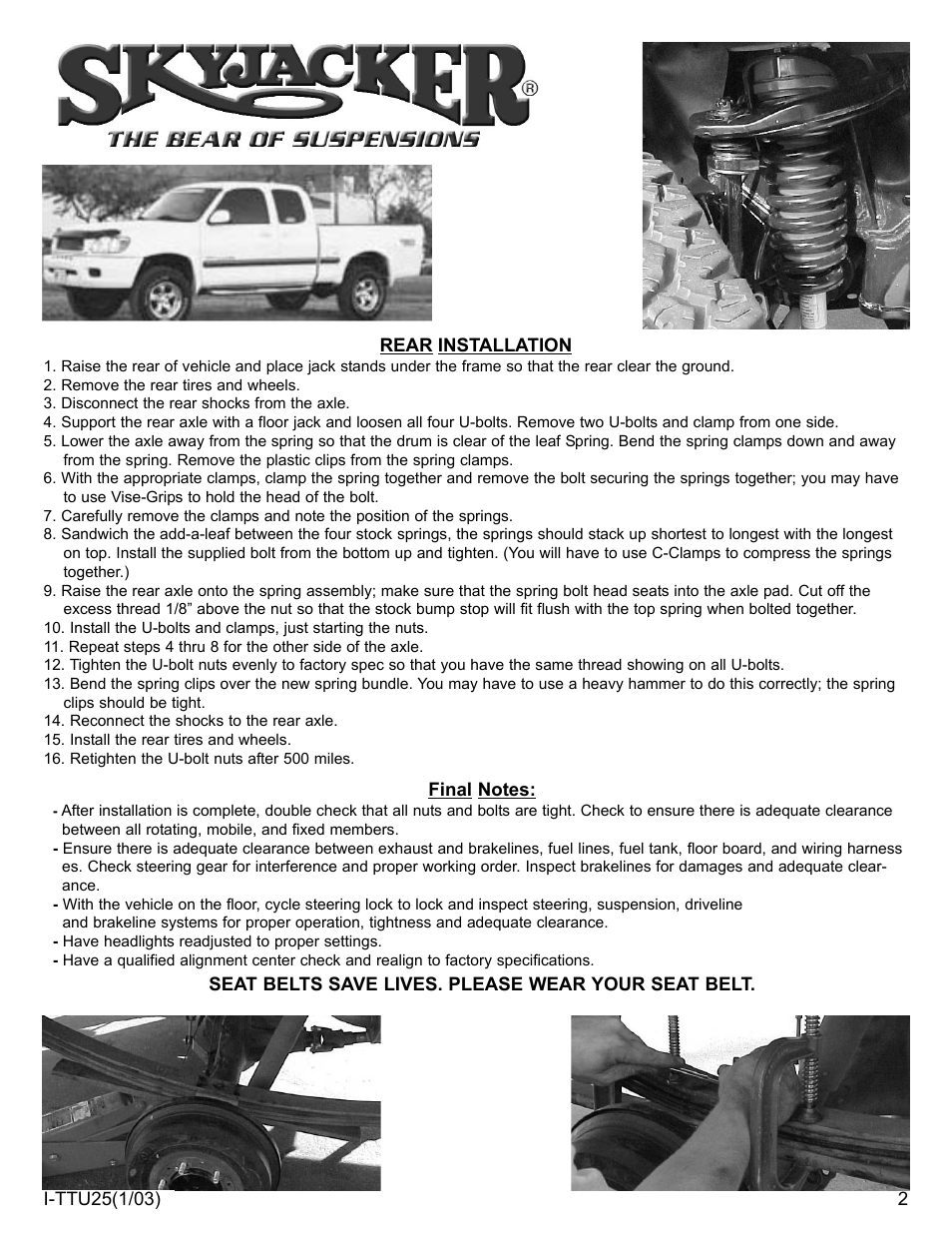 Skyjacker TTU25 User Manual | Page 2 / 2