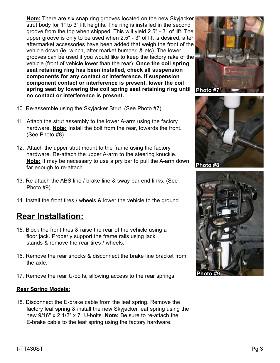 Rear installation | Skyjacker TT413ST User Manual | Page 3 / 4