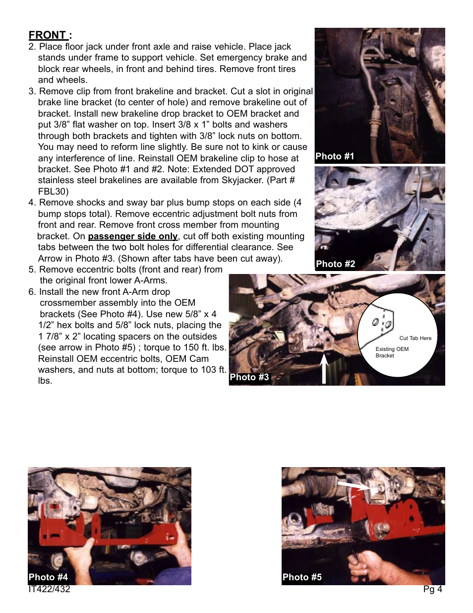 Front | Skyjacker T422 User Manual | Page 4 / 8