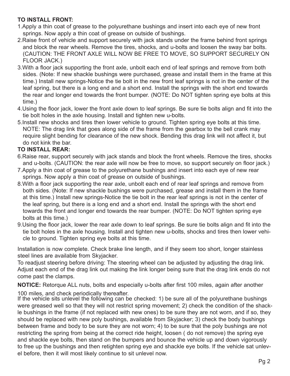 Skyjacker L40KS User Manual | Page 2 / 2
