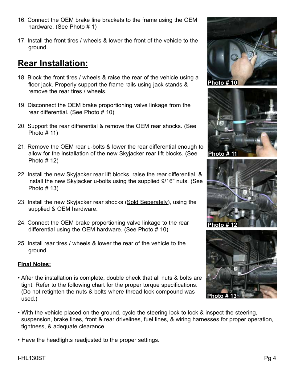 Rear installation | Skyjacker HB-916 User Manual | Page 4 / 6