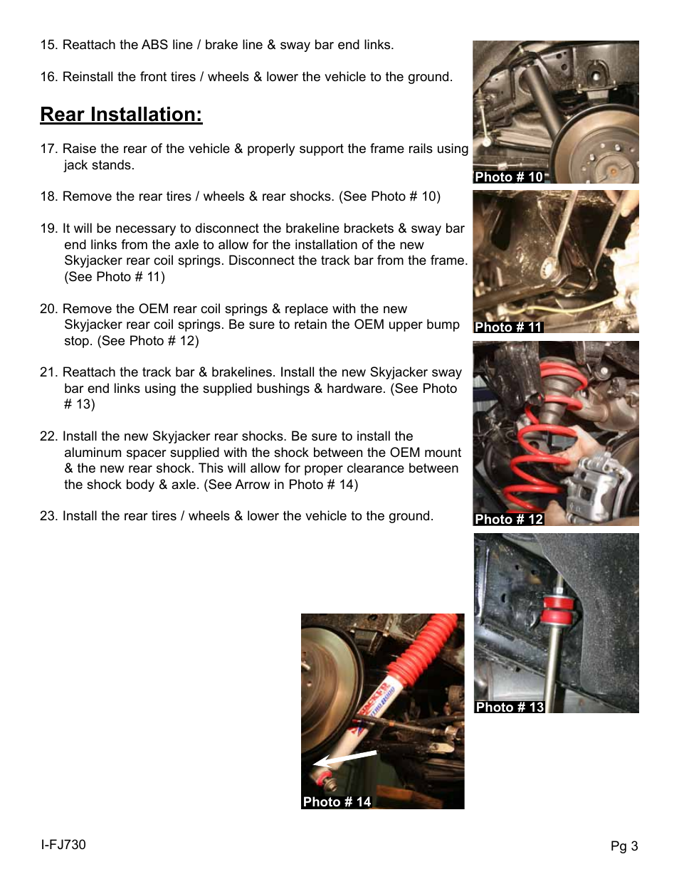 Rear installation | Skyjacker FJ730K User Manual | Page 3 / 4