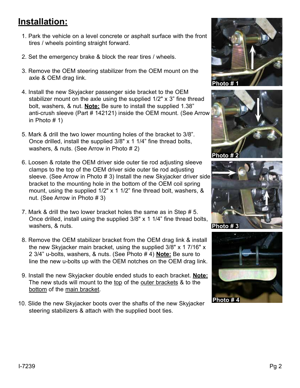 Installation | Skyjacker 9239 User Manual | Page 2 / 4