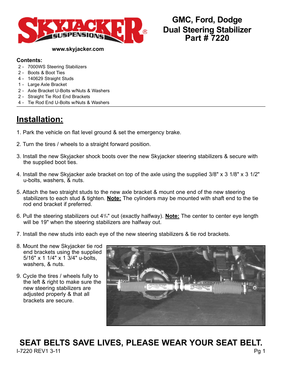 Skyjacker 7220 User Manual | 2 pages