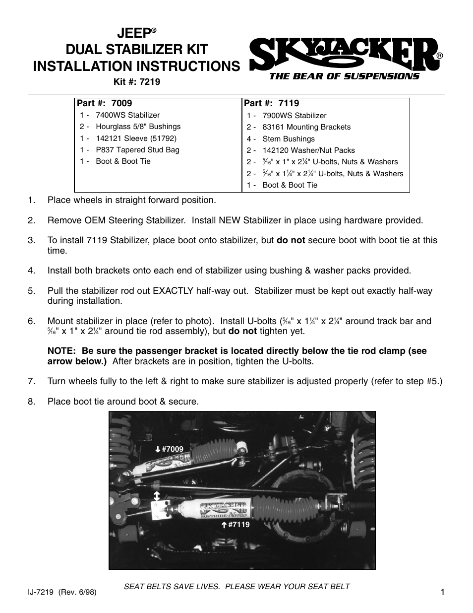 Skyjacker 7119 User Manual | 1 page