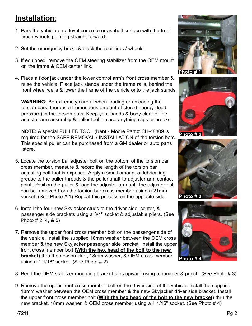 Installation | Skyjacker 7211 User Manual | Page 2 / 4