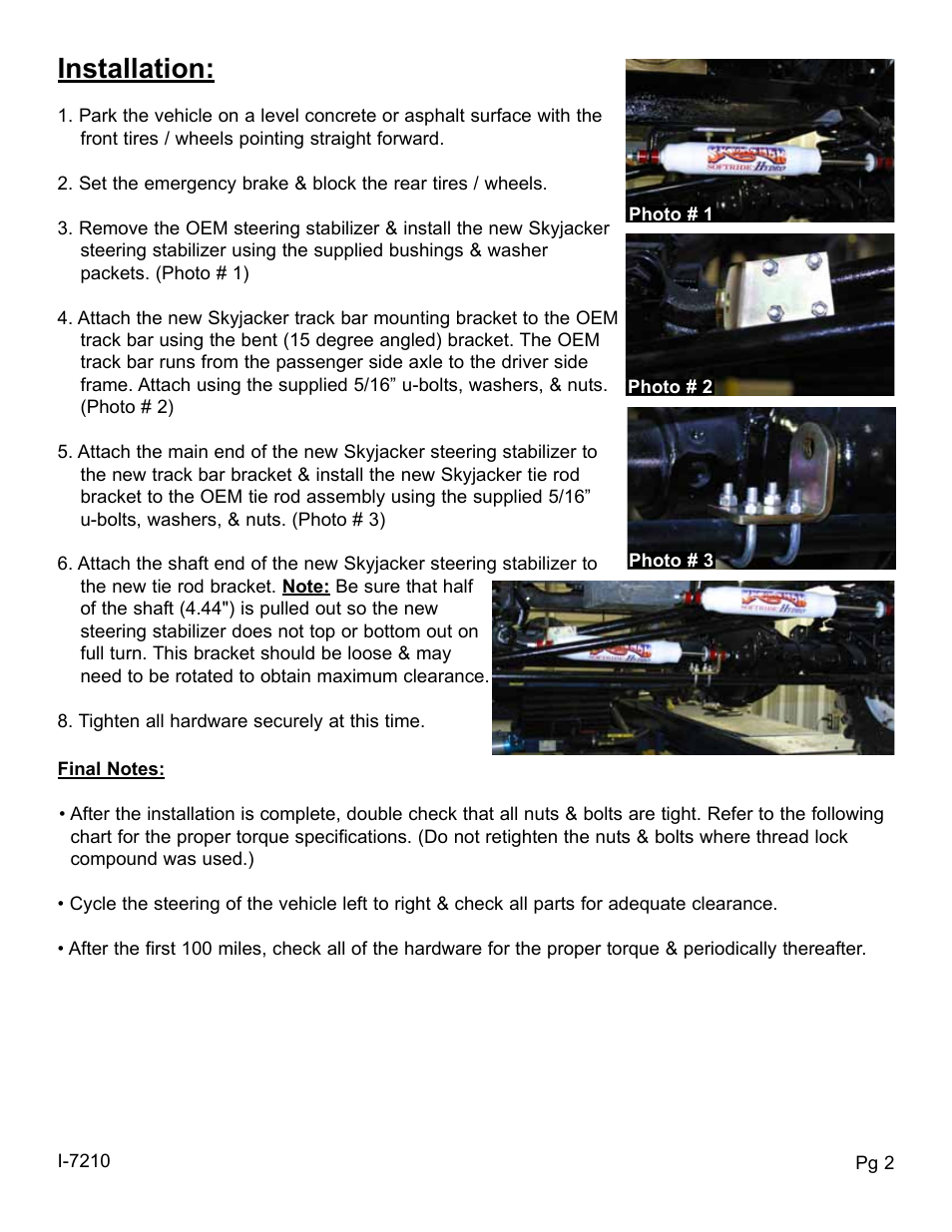 Installation | Skyjacker 9210 User Manual | Page 2 / 4