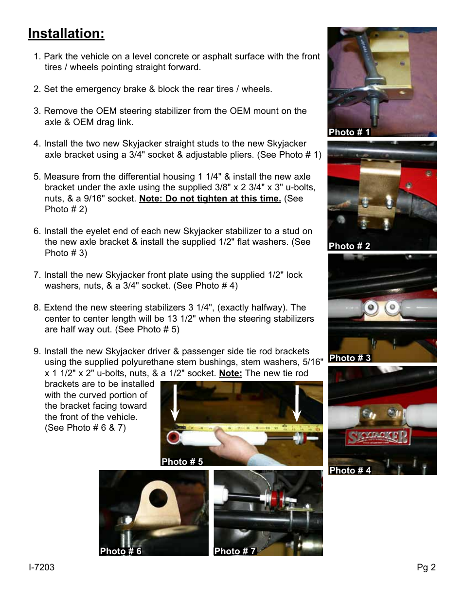 Installation | Skyjacker 9203 User Manual | Page 2 / 4