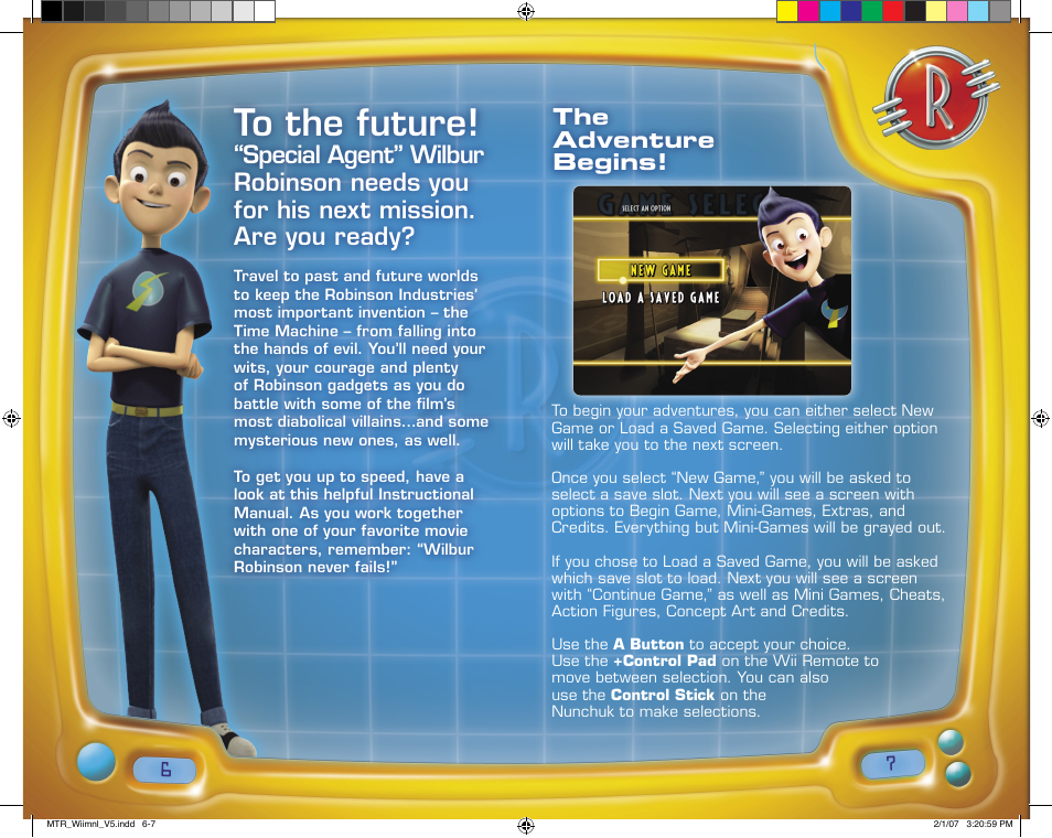 The adventure begins | Disney Interactive Studios Disney's Meet the Robinsons User Manual | Page 4 / 13