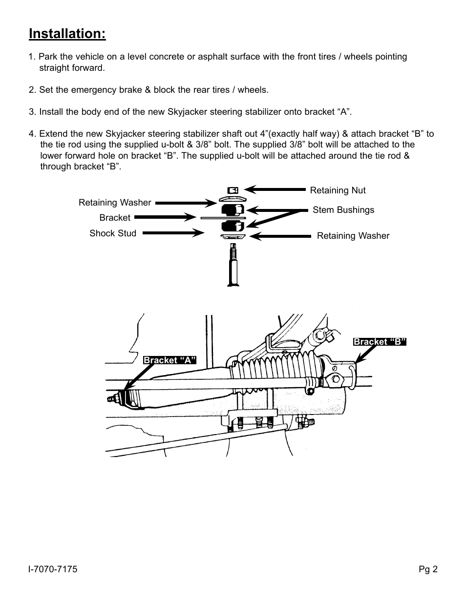 Installation | Skyjacker 7070 User Manual | Page 2 / 4