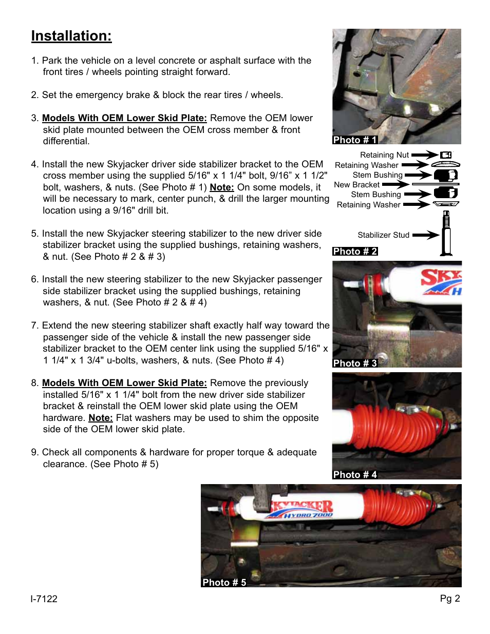 Installation | Skyjacker 9122 User Manual | Page 2 / 4
